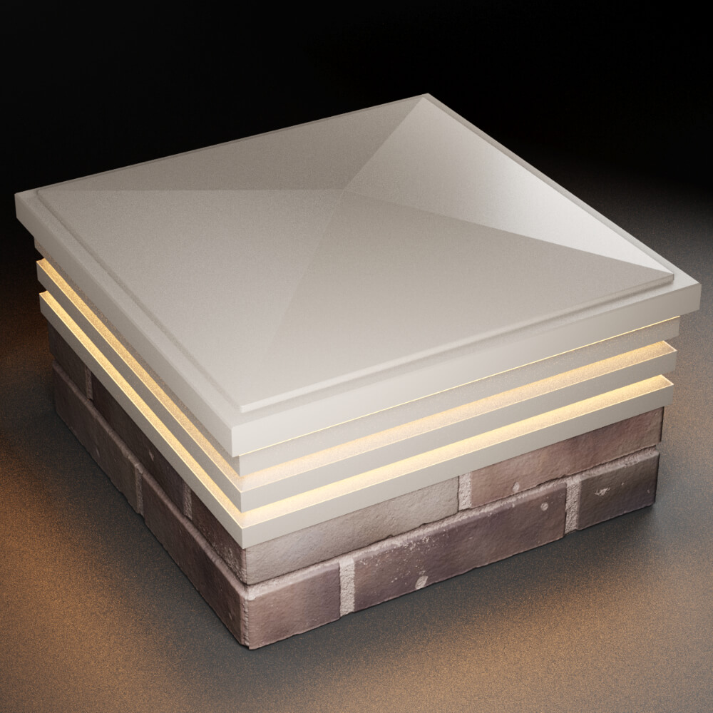 Колпак Zking Бона ХайТек Бежевый на столб 2х2 кирпича (513х513мм) с подсветкой в Великом Новгороде фото