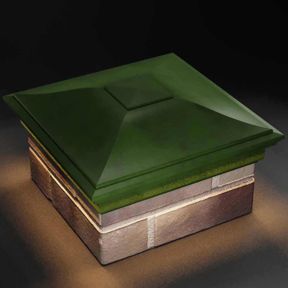 Колпак Zking Монблан Зеленый на столб 1.5х1.5 кирпича (385х385мм) с подсветкой в Великом Новгороде фото