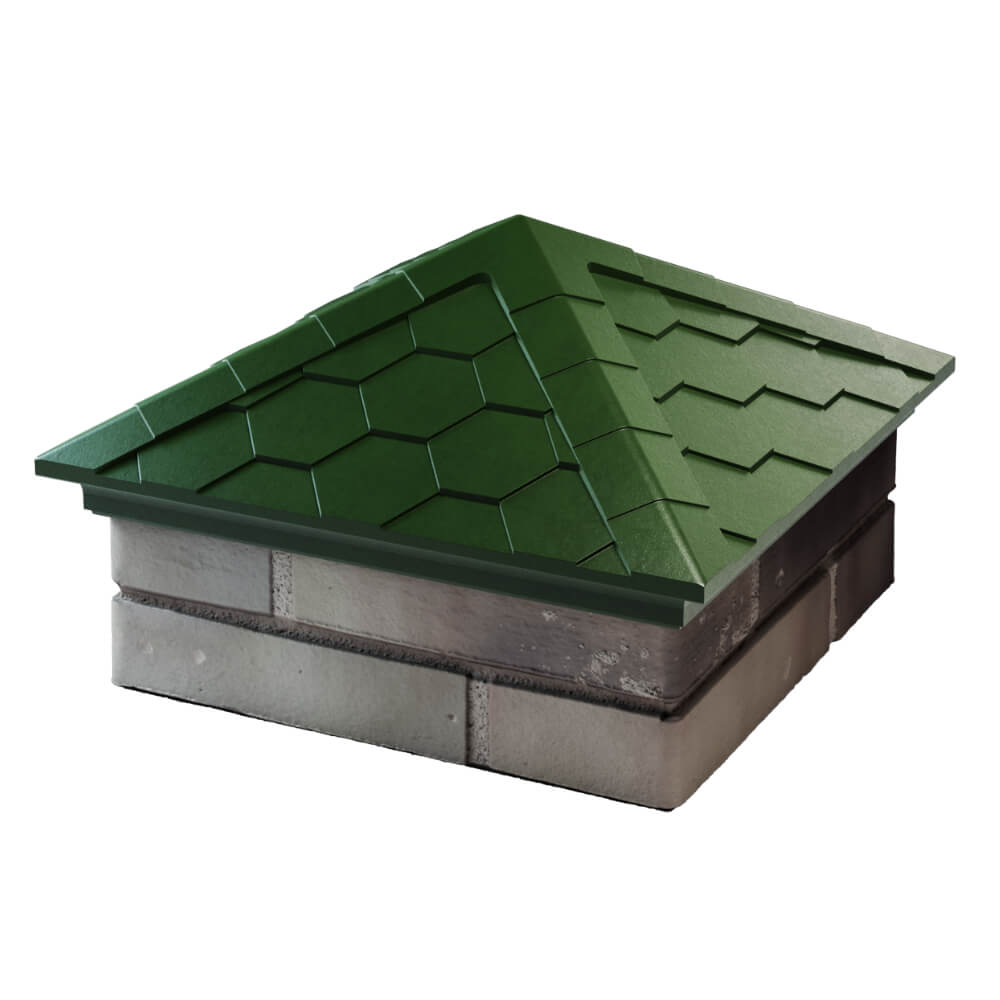 Колпак Zking Эверест Зеленый на столб 1.5х1.5 кирпича (390х390мм) в Великом Новгороде фото