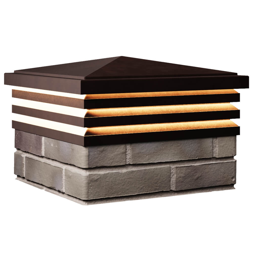 Колпак Zking Бона ХайТек Коричневый на столб 1.5х1.5 кирпича (385х385мм) с подсветкой в Великом Новгороде фото