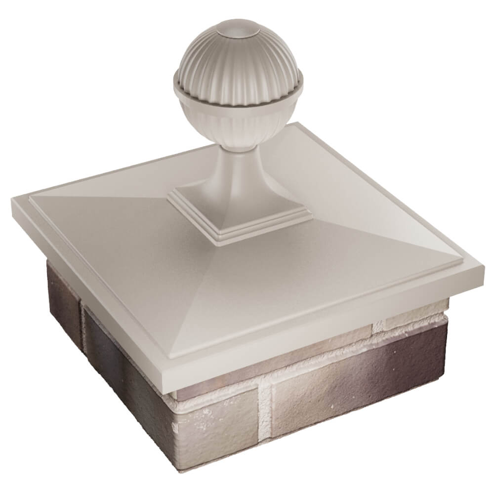 Колпак Zking БонаМоно Бежевый с шаром на столб 1.5х1.5 кирпича (385х385, 400х400мм) в сборе в Великом Новгороде фото