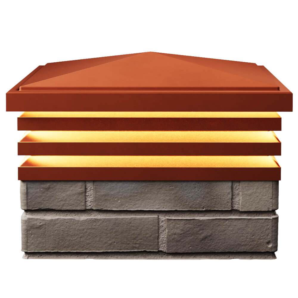 Колпак Zking Бона ХайТек Красный на столб 1.5х1.5 кирпича (385х385мм) с подсветкой в Великом Новгороде фото