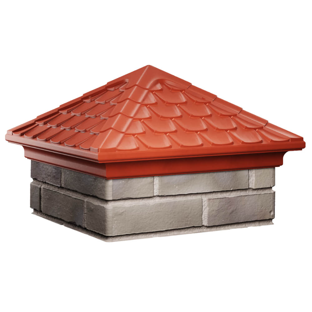 Колпак Zking Эльбрус Красный на столб 1.5х1.5 кирпича (385х385мм) в Великом Новгороде фото