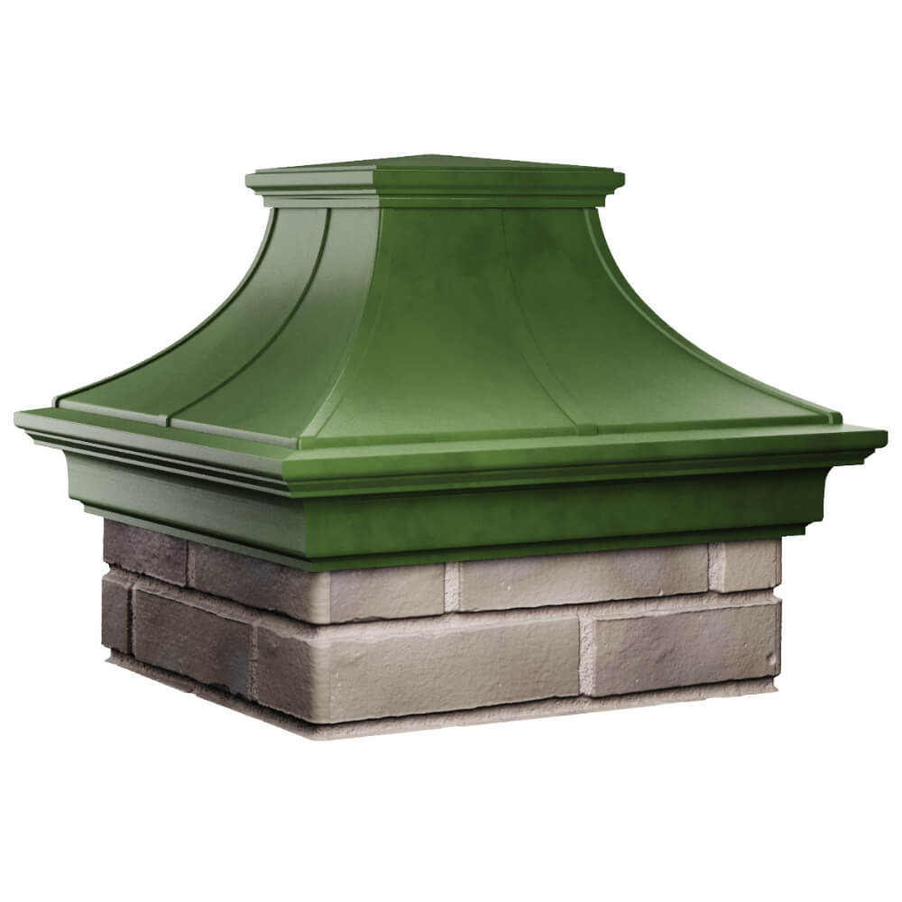 Колпак Zking Монблан Премиум Зеленый на столб 1.5х1.5 кирпича (385х385мм) в Великом Новгороде фото