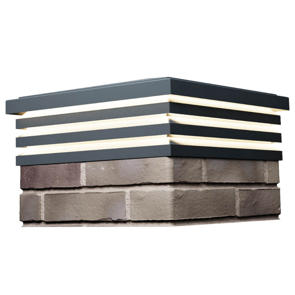 Колпак Zking Бона ХайТек Серый на столб 1.5х1.5 кирпича (385х385мм) с подсветкой в Великом Новгороде фото