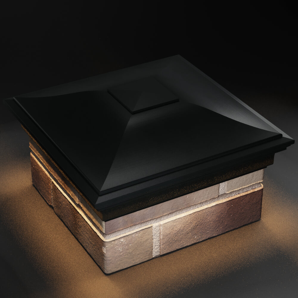 Колпак Zking Монблан Черный на столб 1.5х1.5 кирпича (385х385мм) с подсветкой в Великом Новгороде фото