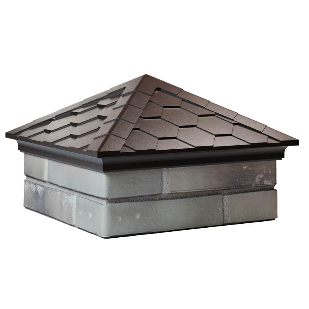 Колпак Zking Эверест Коричневый на столб 1.5х1.5 кирпича (390х390мм) в Великом Новгороде фото