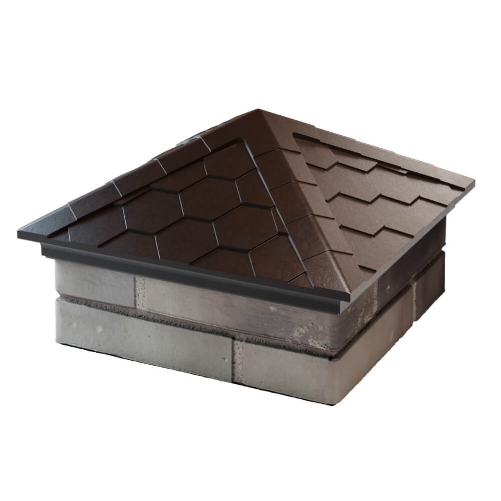 Колпак Zking Эверест Коричневый на столб 1.5х1.5 кирпича (390х390мм) в Великом Новгороде фото