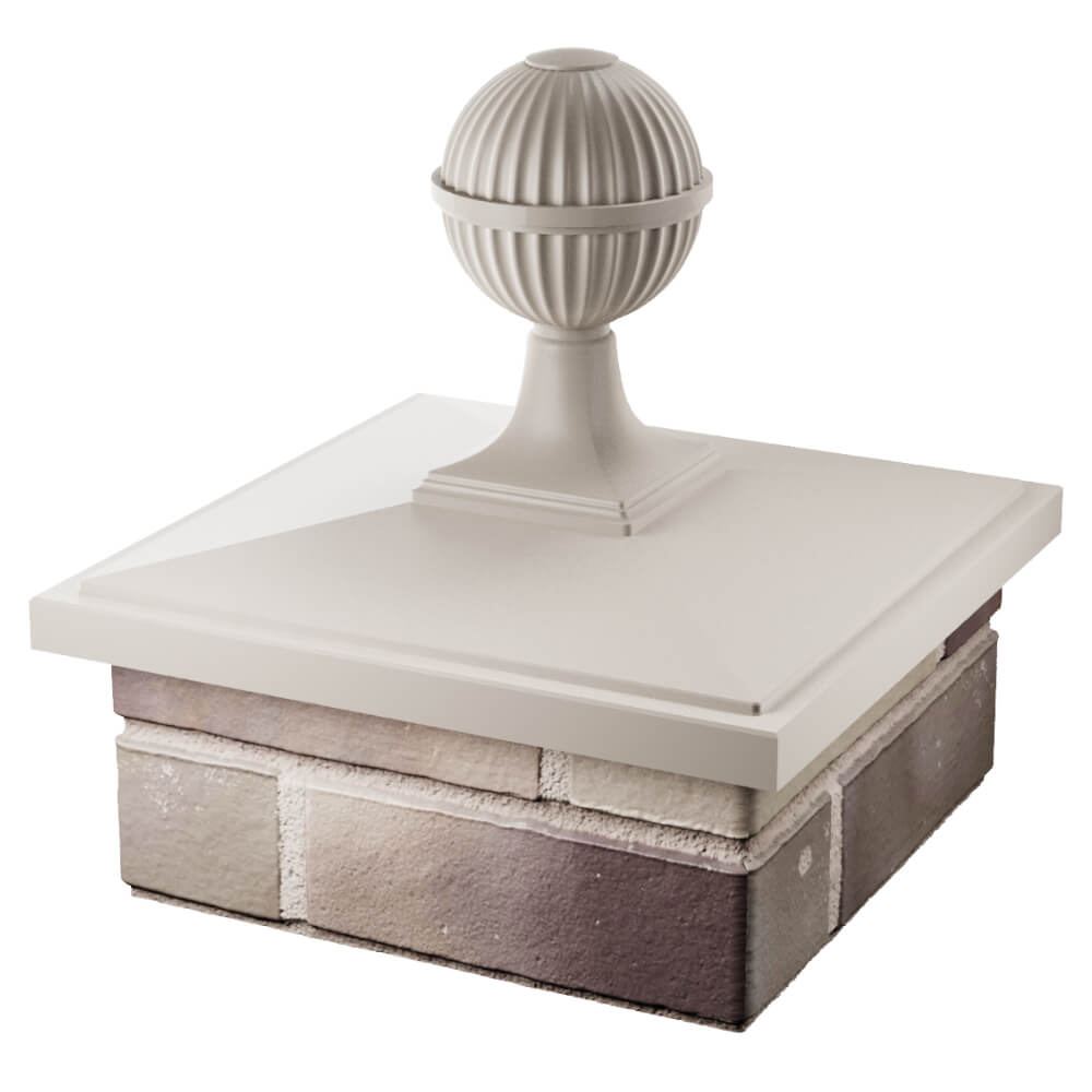 Колпак Zking БонаМоно Бежевый с шаром на столб 1.5х1.5 кирпича (385х385, 400х400мм) в сборе в Великом Новгороде фото